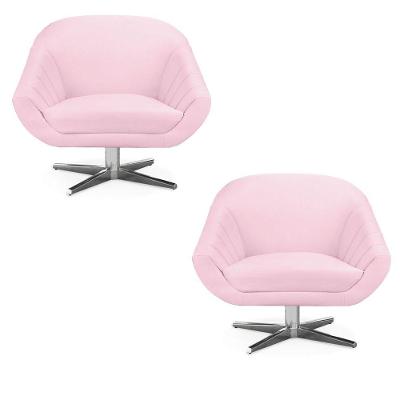 Kit 02 Poltronas Giovana Suede Rosa Bebê