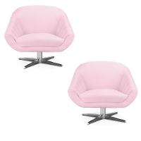 Kit 02 Poltronas Giovana Suede Rosa Bebê - 1