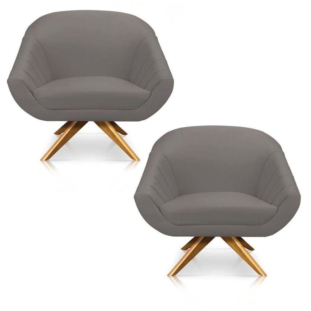 Kit 02 Poltronas Giovana Suede Grafite - 1