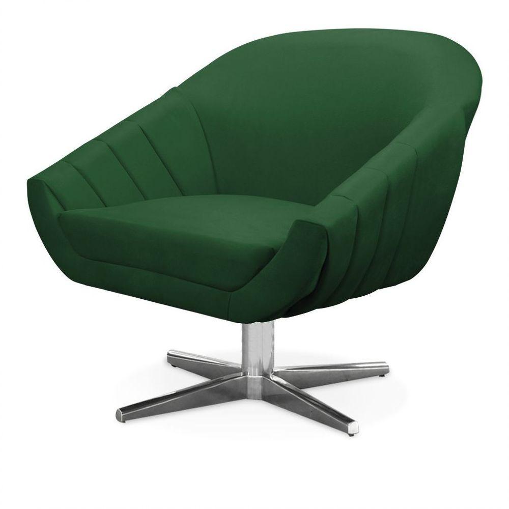 Kit 02 Poltronas Giratória Giovana Suede Base Cromada - D'rossi Cor Verde - 5