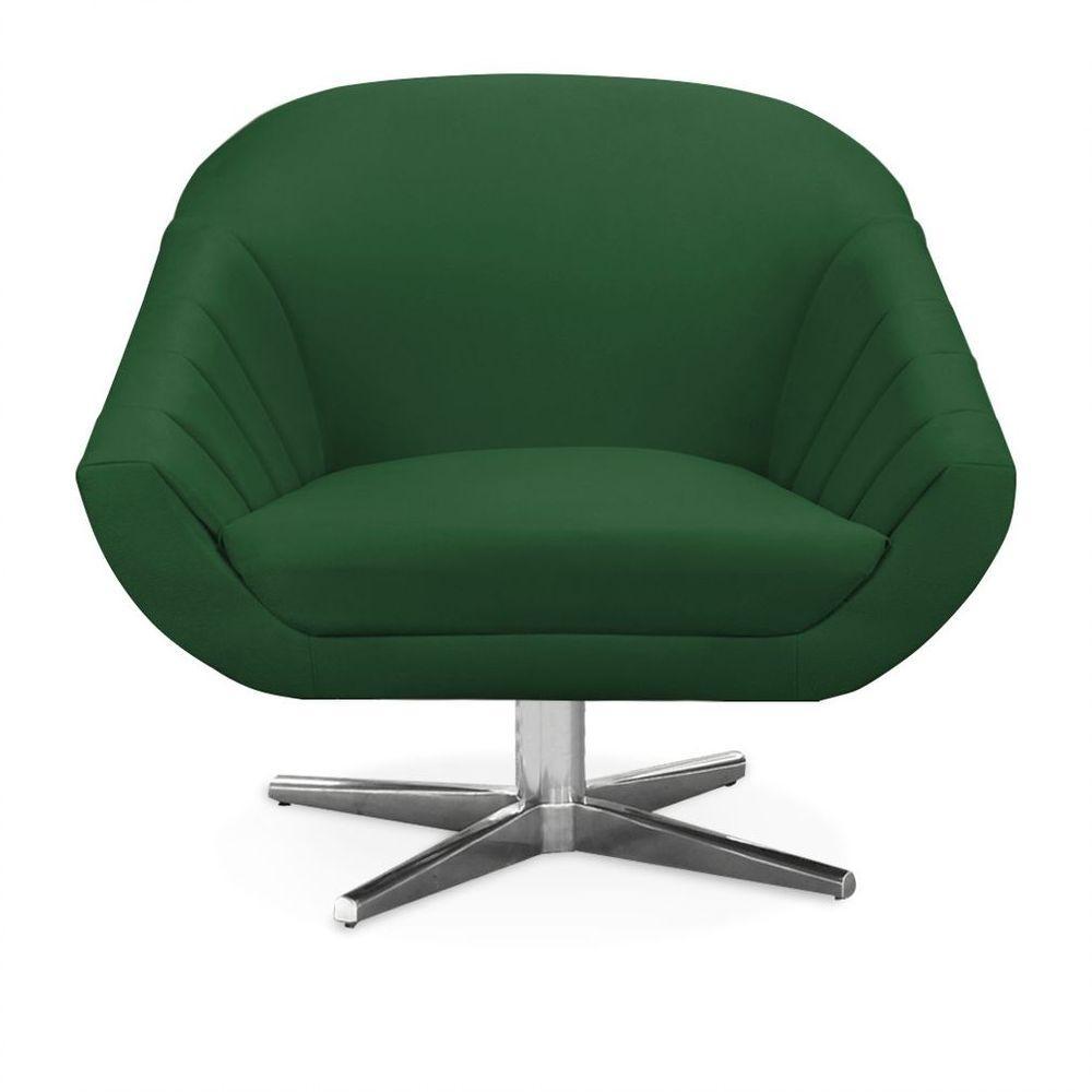 Kit 02 Poltronas Giratória Giovana Suede Base Cromada - D'rossi Cor Verde - 6