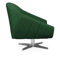 Kit 02 Poltronas Giratória Giovana Suede Base Cromada - D'rossi Cor Verde