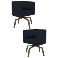 Kit 2 Poltronas Decorativas Base Ka Madeira Betina C-05 Corano Preto - 1