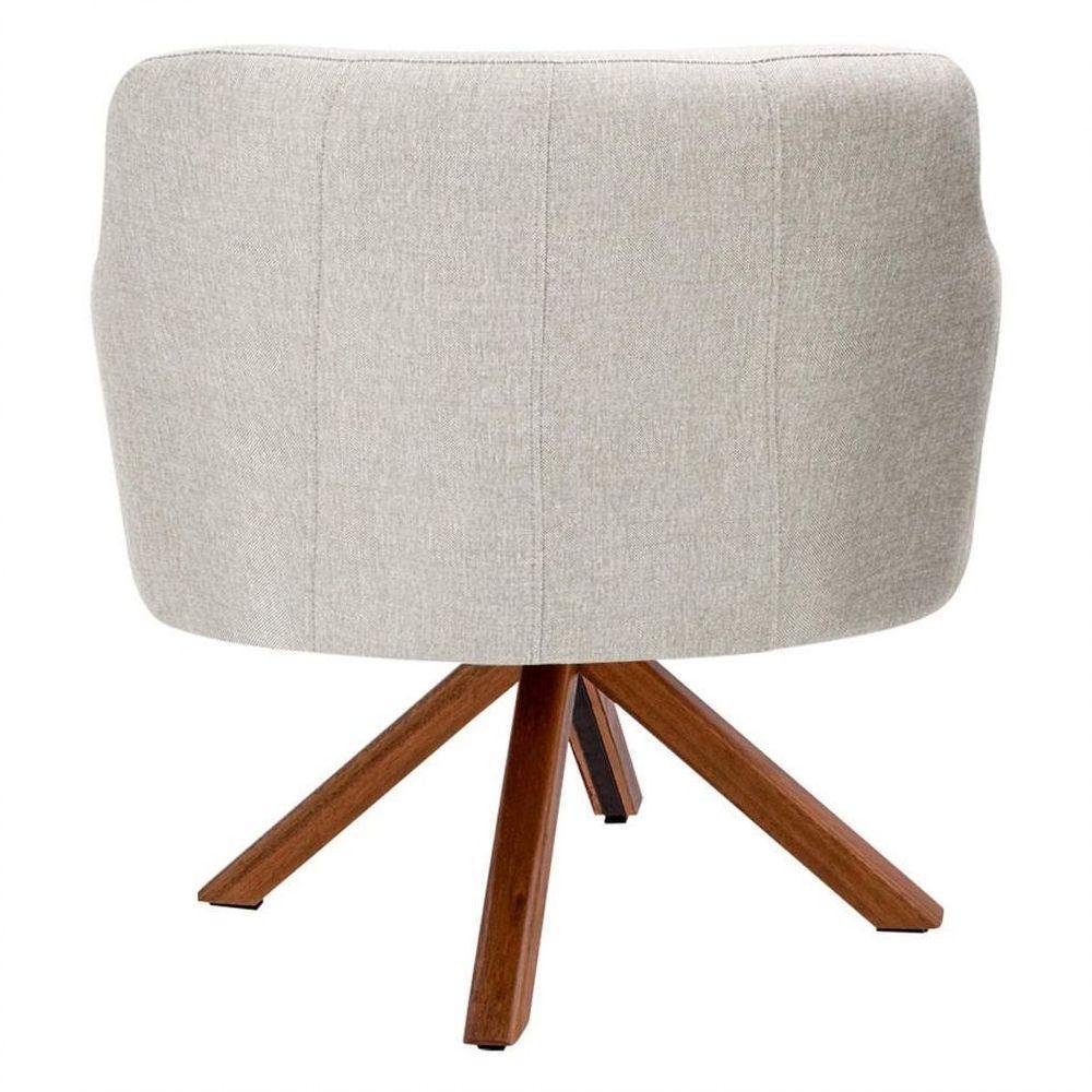 Kit 2 Poltronas Decorativas Giratórias Base Giromad Madeira Jade C-107 Linho Bege - 4