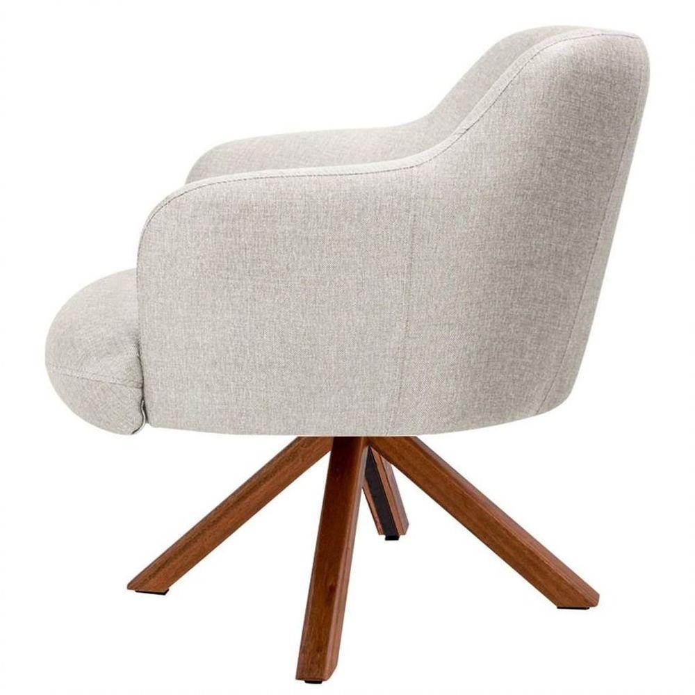 Kit 2 Poltronas Decorativas Giratórias Base Giromad Madeira Jade C-107 Linho Bege - 5