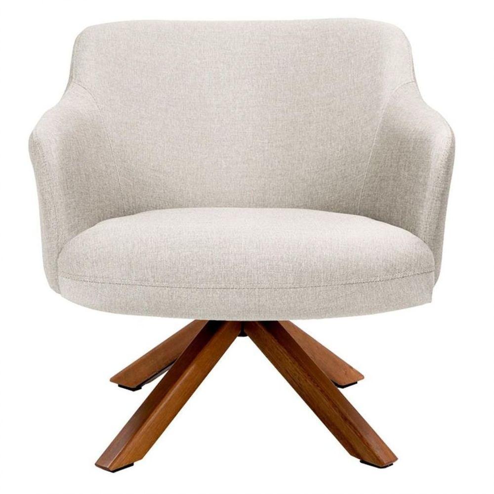 Kit 2 Poltronas Decorativas Giratórias Base Giromad Madeira Jade C-107 Linho Bege - 6