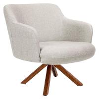 Kit 2 Poltronas Decorativas Giratórias Base Giromad Madeira Jade C-107 Linho Bege - 2