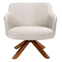 Kit 2 Poltronas Decorativas Giratórias Base Giromad Madeira Jade C-107 Linho Bege - 6