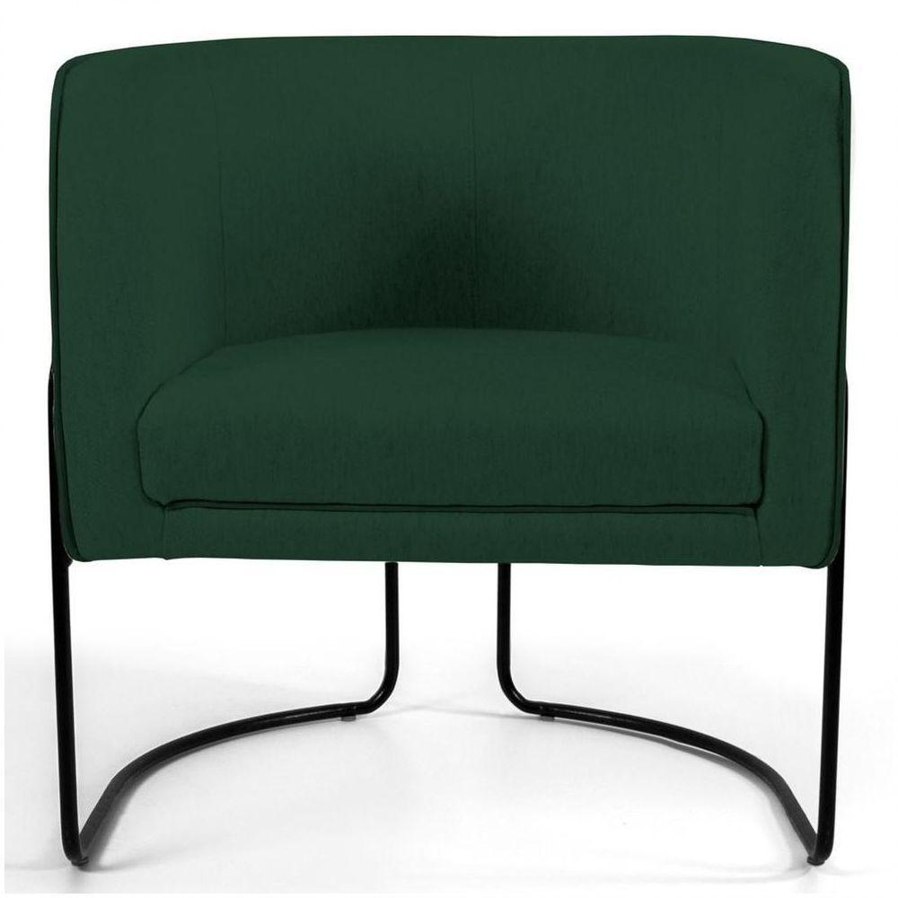 Kit 2 Poltronas Decorativas Base Aço Betina C-117 Linho Verde Musgo - 4