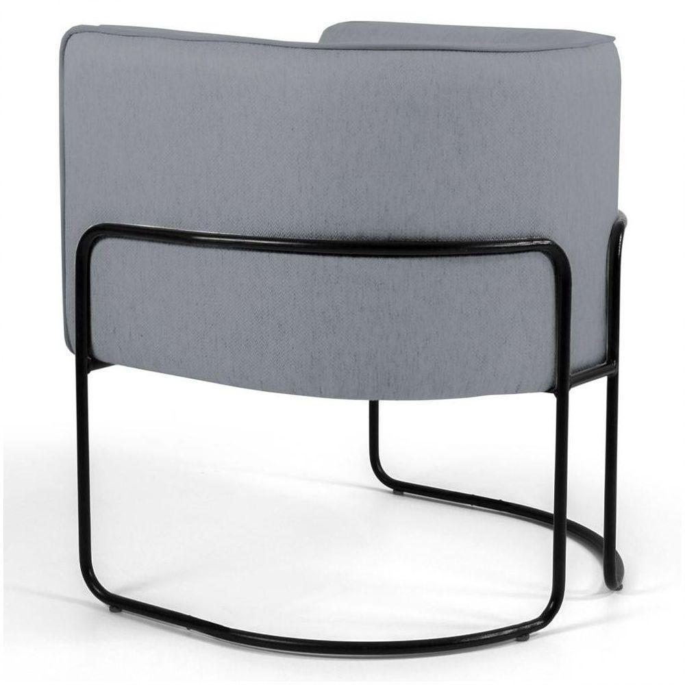 Kit 2 Poltronas Decorativas Base Aço Betina C-416 Linho Cinza Escuro - Domi - 3