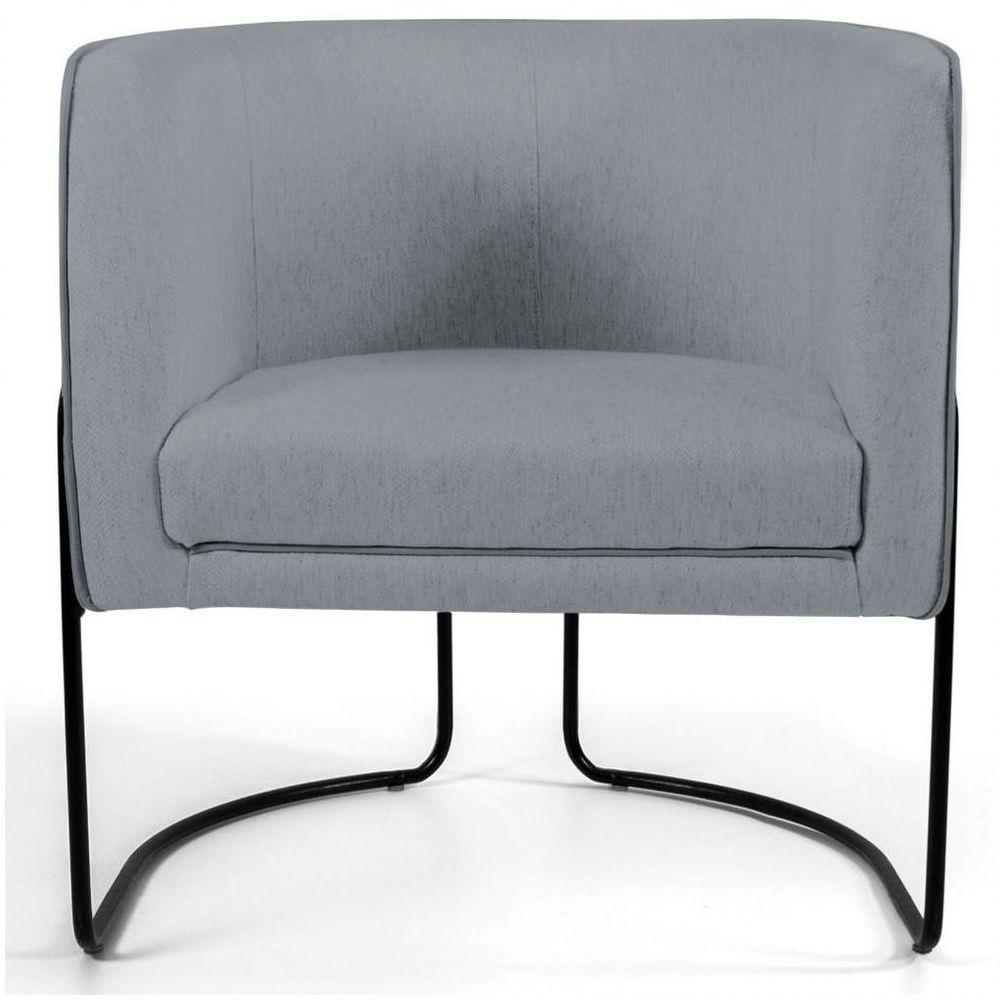 Kit 2 Poltronas Decorativas Base Aço Betina C-416 Linho Cinza Escuro - Domi - 4