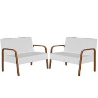 Kit 2 Jade 2 Lugares Braço Madeira D Salla Courino Branco - 1