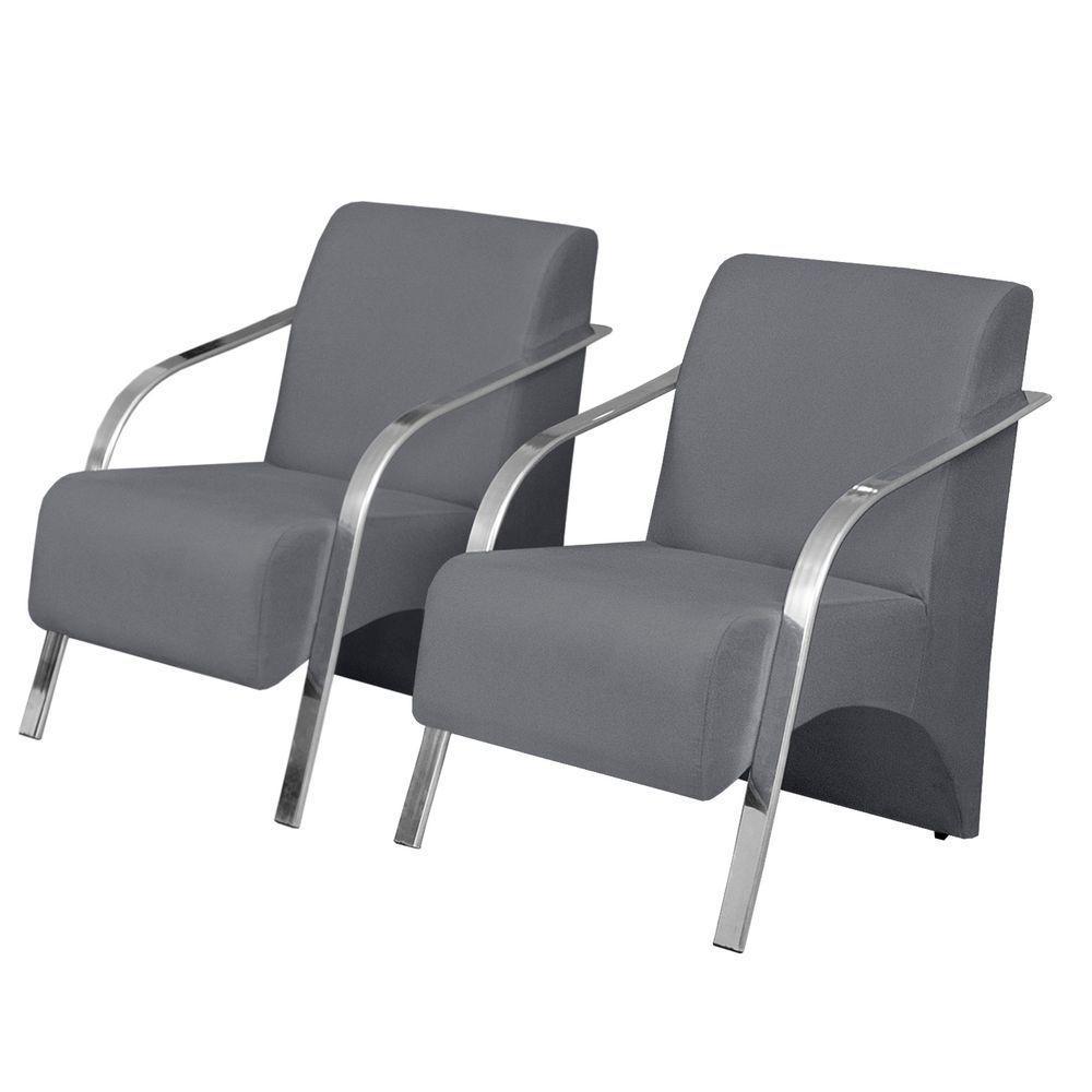 Kit 2 Poltronas Vênus 1 Lugar Pé Alumínio D Salla Grafite - 1