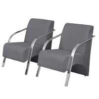 Kit 2 Poltronas Vênus 1 Lugar Pé Alumínio D Salla Grafite - 1