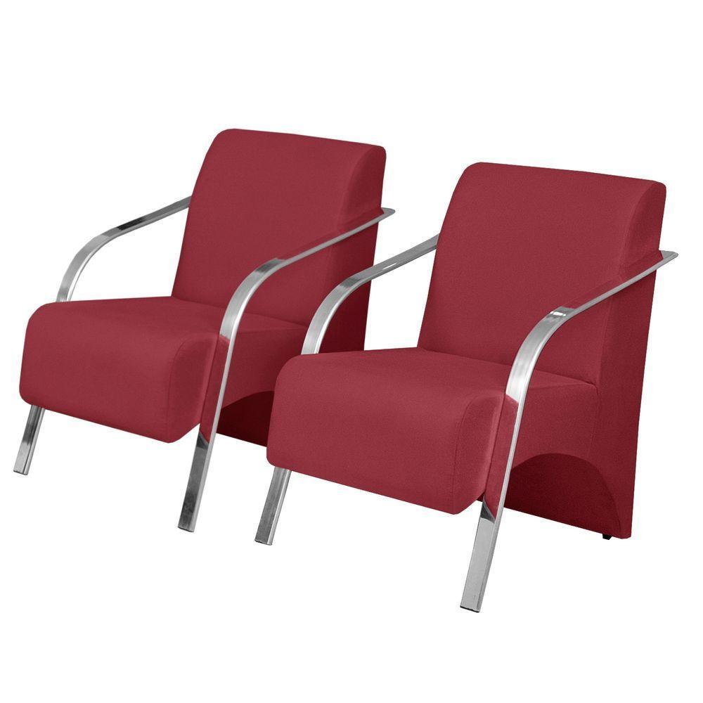 Kit 2 Poltronas Vênus 1 Lugar Pé Alumínio D Salla Bordô - 1