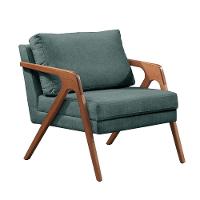 Poltrona Mona Luxo Madeira Maciça Castellar Móbile Linho Azul Linho Azul - 1