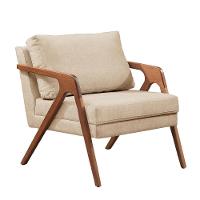 Poltrona Mona Luxo Madeira Maciça Castellar Móbile Linho Bege Claro Linho Bege Claro - 1