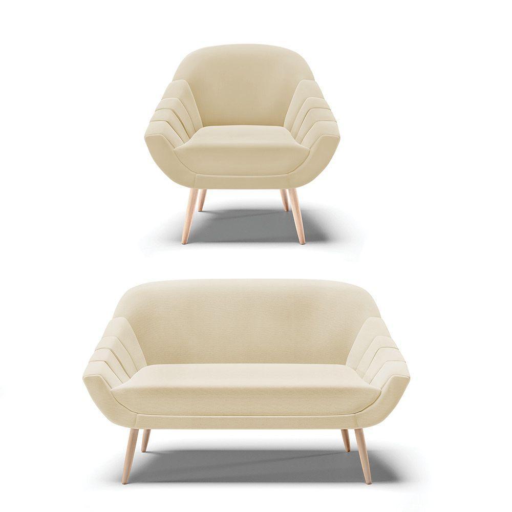 Kit 01 Namoradeira E 01 Poltrona Linho Bege A19 Natural - 1
