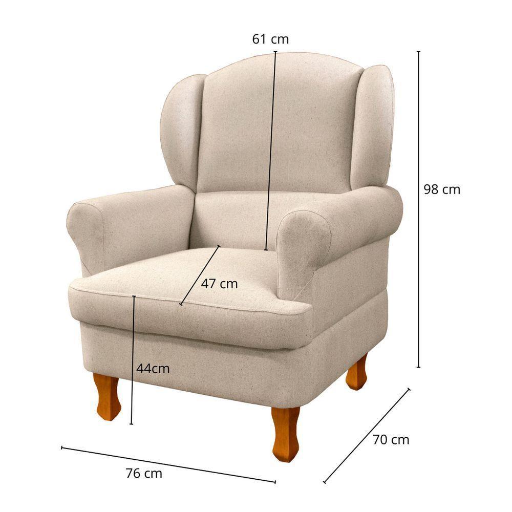 Poltrona De Amamentação Fixa Com Puff Reto Sabrina Cor Linho Bege Phoenix Baby - 3