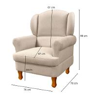 Poltrona De Amamentação Fixa Com Puff Reto Sabrina Cor Linho Bege Phoenix Baby - 3