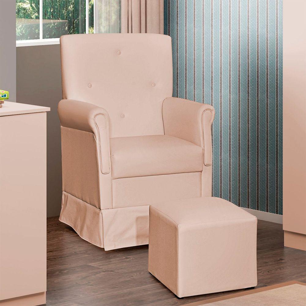 Poltrona De Amamentação Com Balanço E Puff Suzi Cor Bege Phoenix Baby - 2