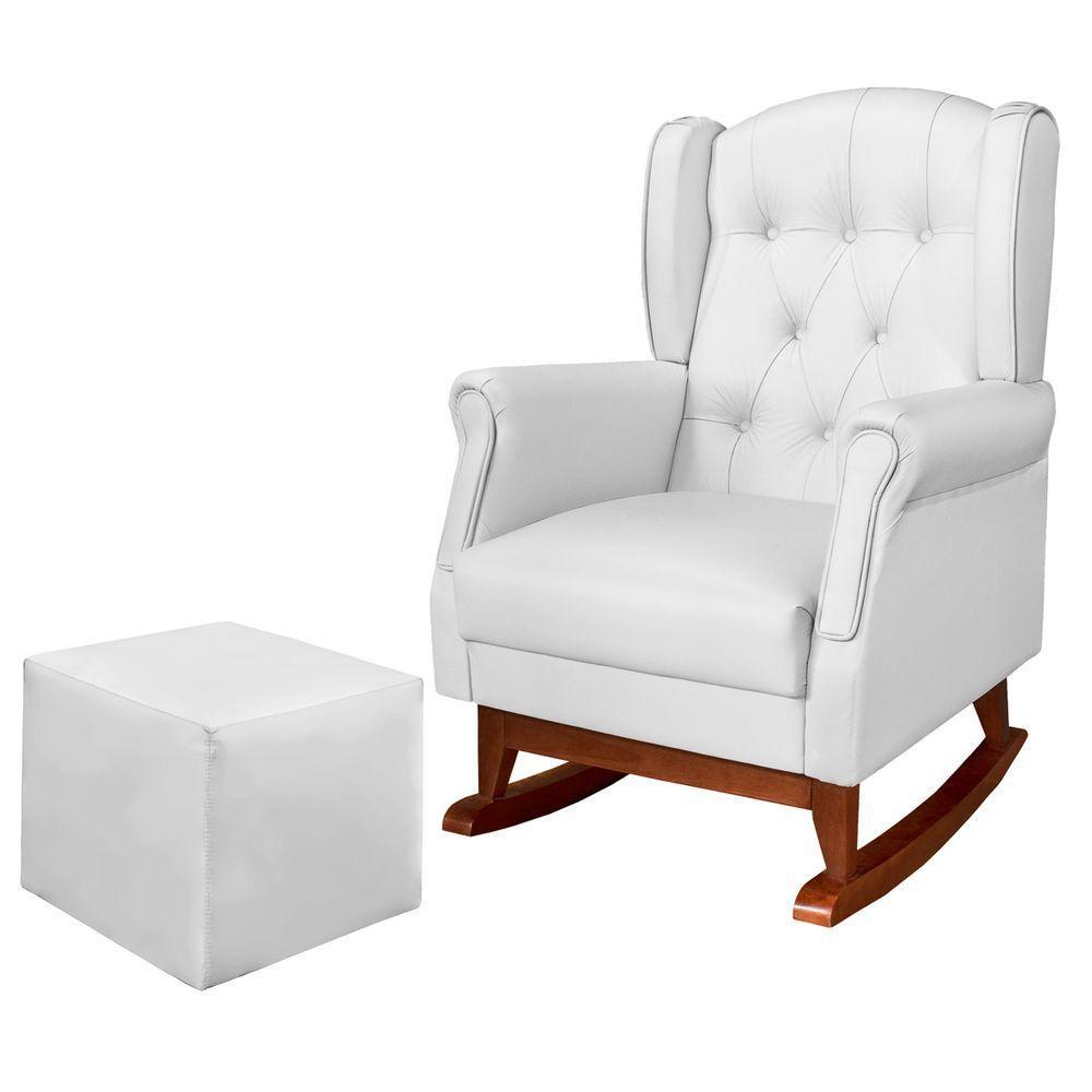 Poltrona De Amamentação Com Balanço E Puff Reto Letícia Canoa Cor Branco Phoenix Baby - 1