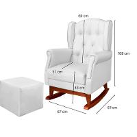 Poltrona De Amamentação Com Balanço E Puff Reto Letícia Canoa Cor Branco Phoenix Baby - 2