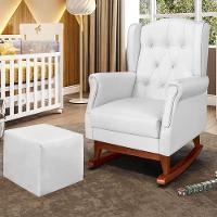 Poltrona De Amamentação Com Balanço E Puff Reto Letícia Canoa Cor Branco Phoenix Baby - 3