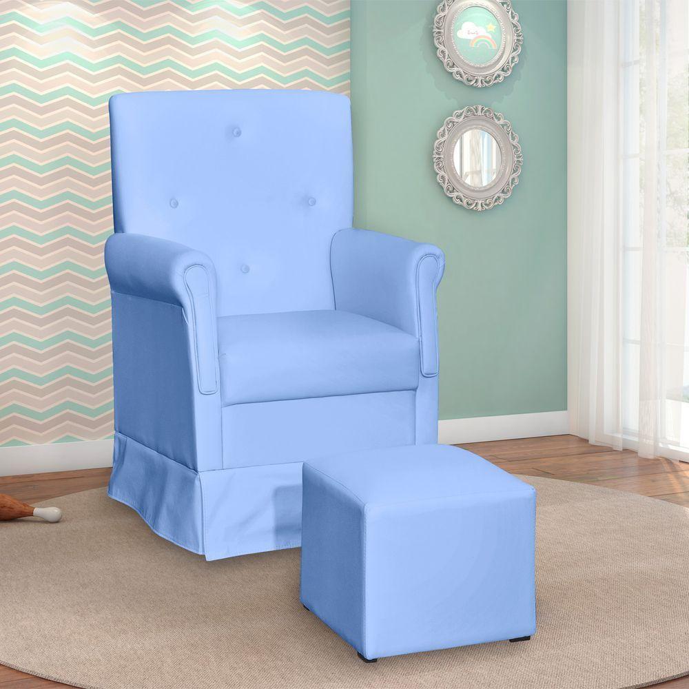 Poltrona De Amamentação Com Balanço E Puff Suzi Cor Azul Bebê Phoenix Baby - 2