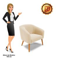 Poltrona Stella Suede Pés Palito Castanho - D'rossi Cor Bege