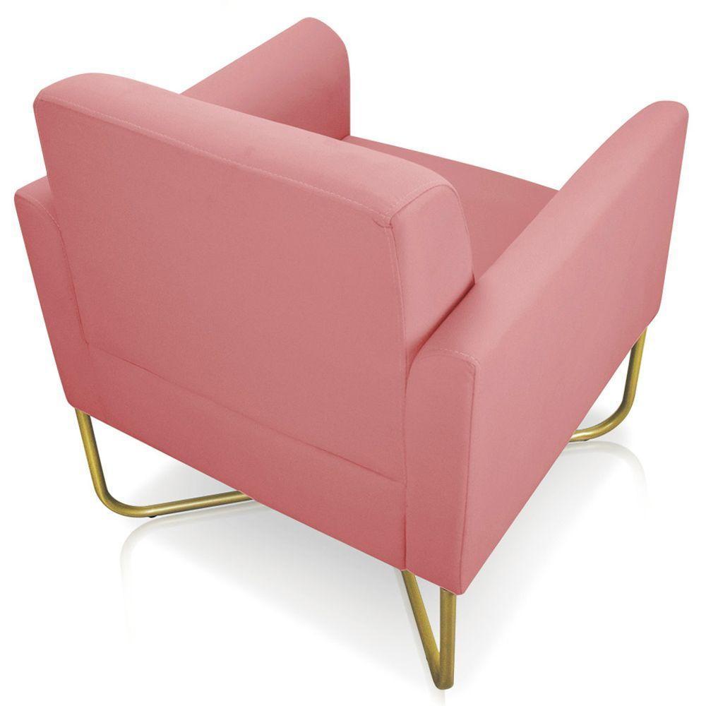 Kit 2 Poltronas Isabella Base X Suede Rosê dourado - 2