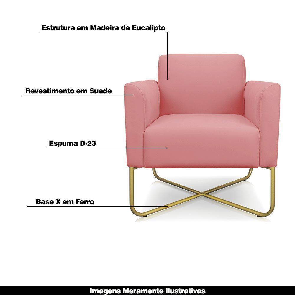Kit 2 Poltronas Isabella Base X Suede Rosê dourado - 7