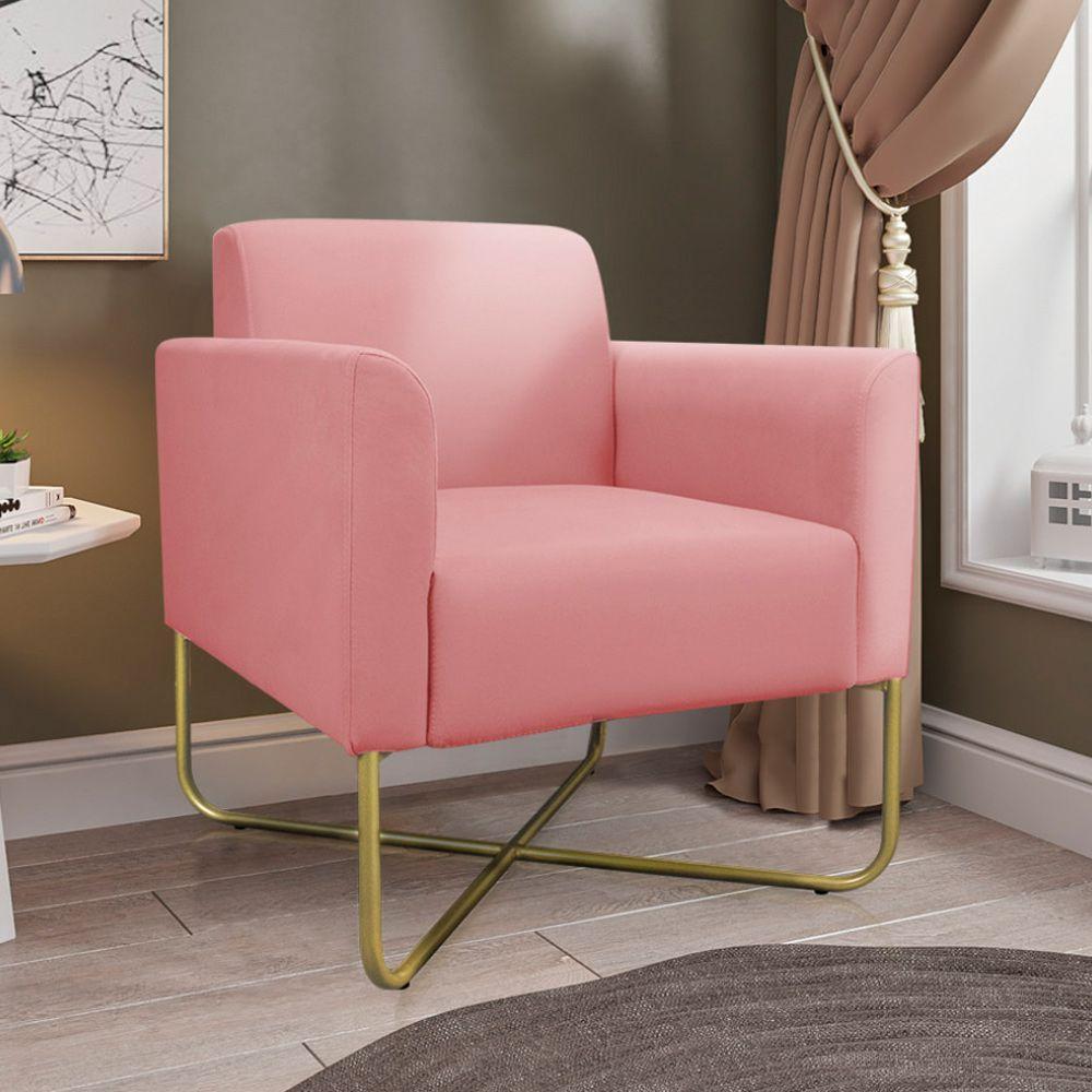 Kit 2 Poltronas Isabella Base X Suede Rosê dourado - 9