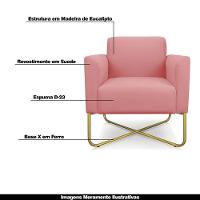 Kit 2 Poltronas Isabella Base X Suede Rosê dourado - 7