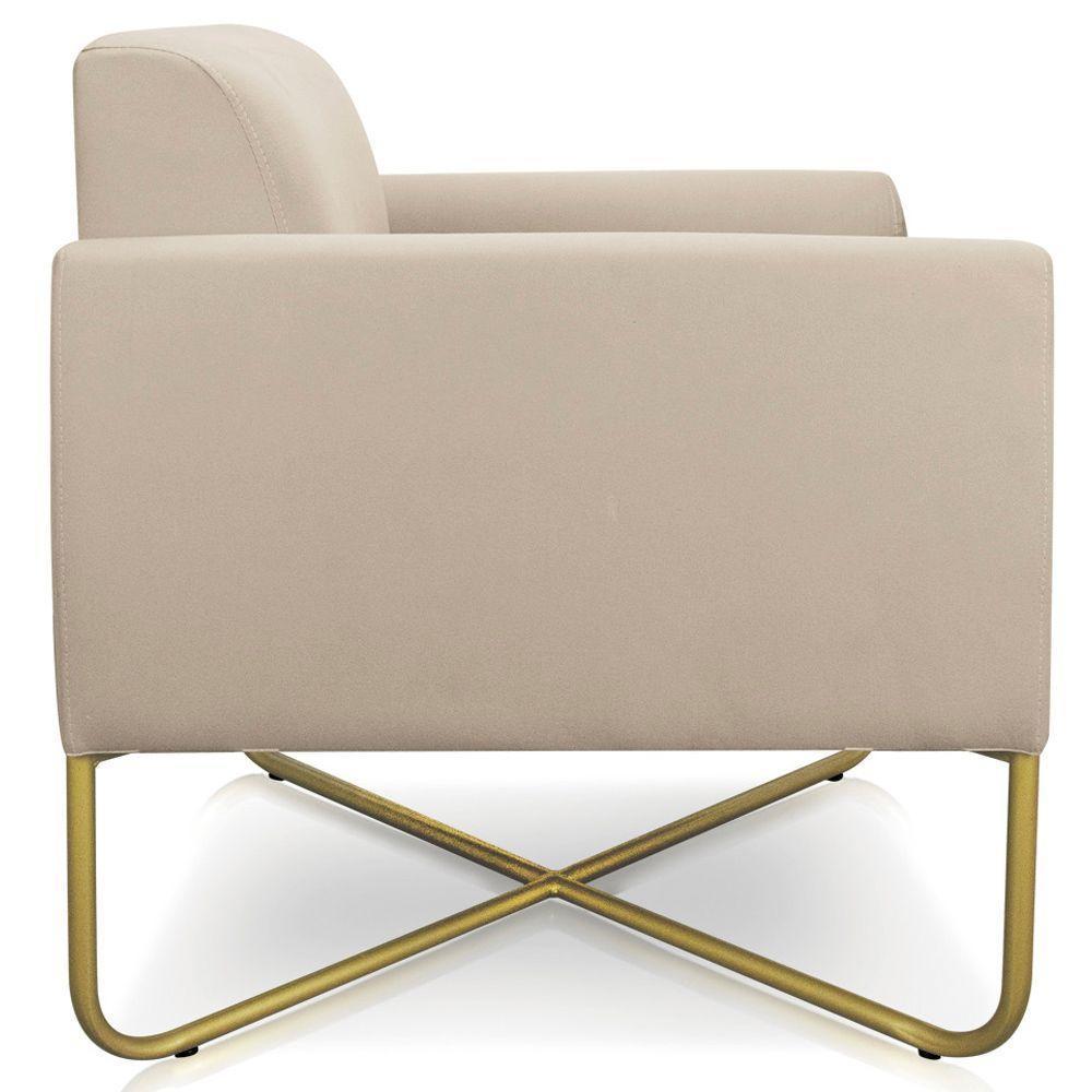 Kit 2 Poltronas Isabella Base X Suede Bege dourado - 3