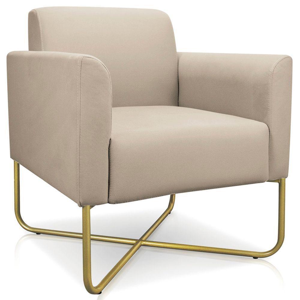 Kit 2 Poltronas Isabella Base X Suede Bege dourado - 4