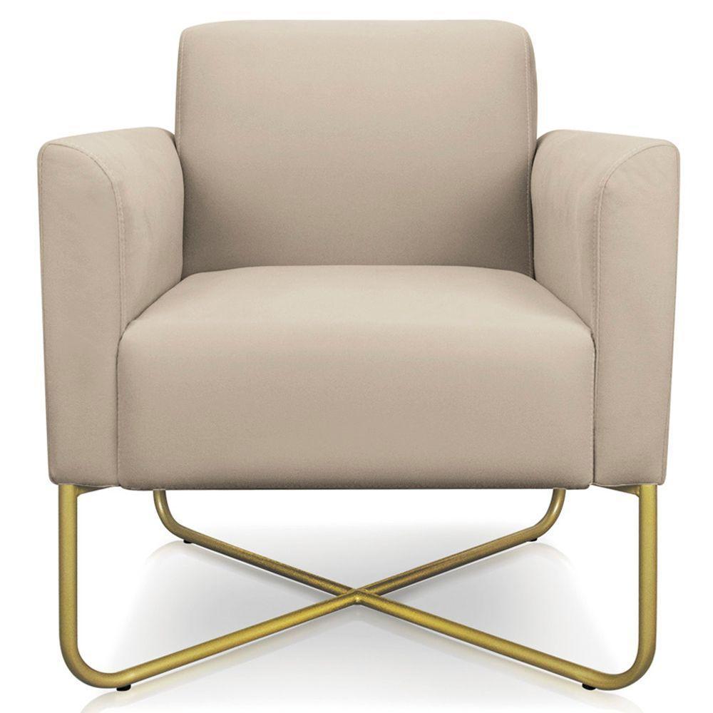 Kit 2 Poltronas Isabella Base X Suede Bege dourado - 5