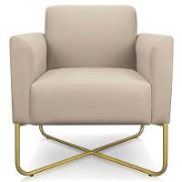 Kit 2 Poltronas Isabella Base X Suede Bege dourado - 5