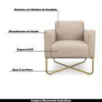 Kit 2 Poltronas Isabella Base X Suede Bege dourado - 7