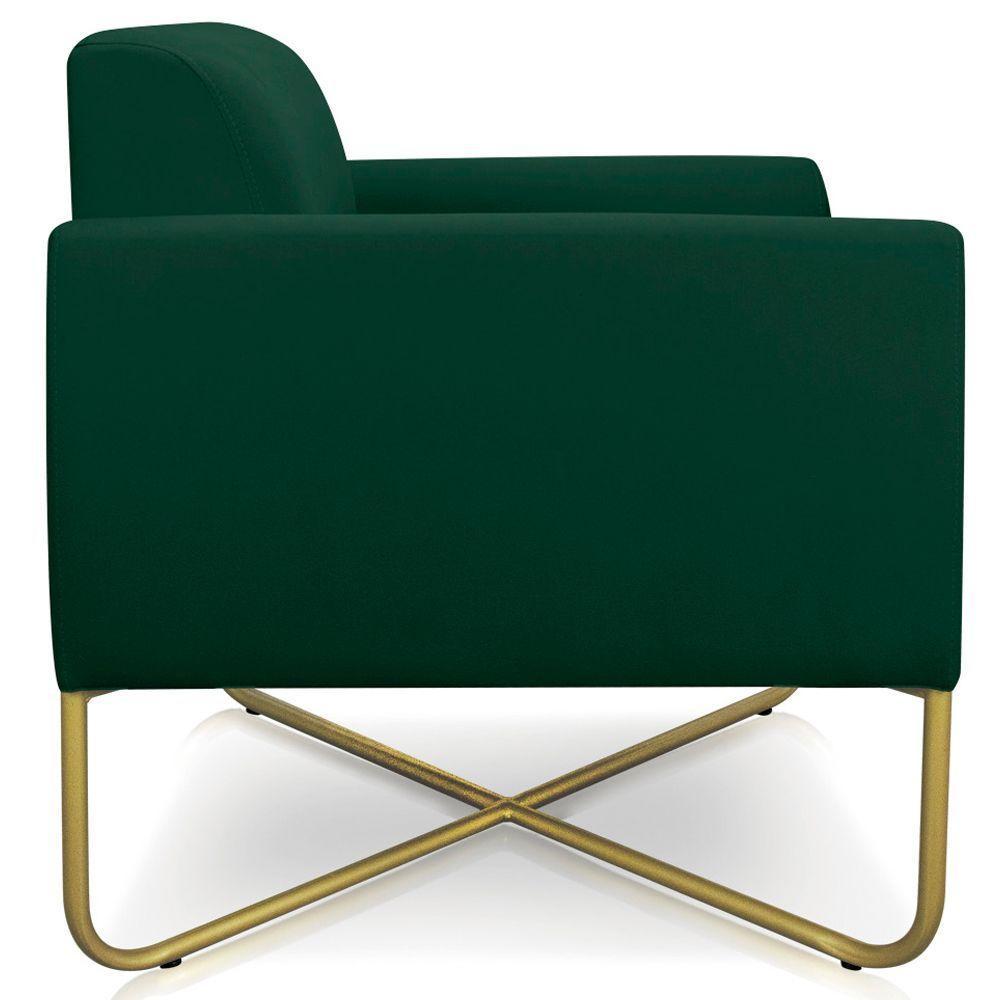 Kit 2 Poltronas Isabella Base X Suede Verde dourado - 3