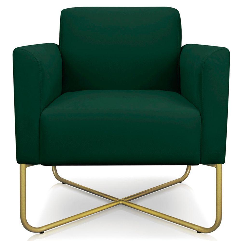 Kit 2 Poltronas Isabella Base X Suede Verde dourado - 5