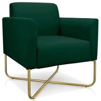 Kit 2 Poltronas Isabella Base X Suede Verde dourado