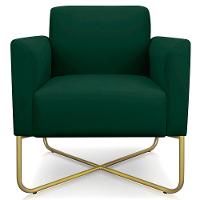 Kit 2 Poltronas Isabella Base X Suede Verde dourado - 5