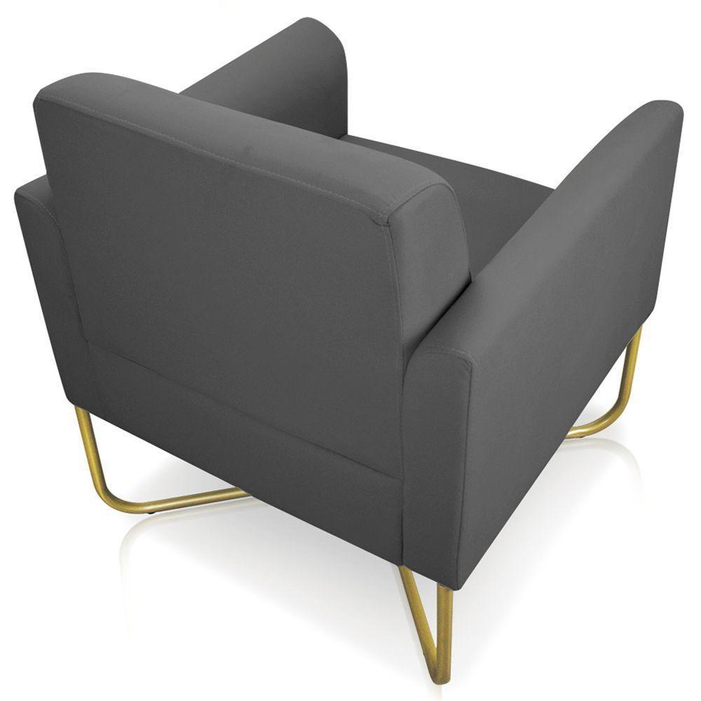 Kit 2 Poltronas Isabella Base X Suede Grafite dourado - 2