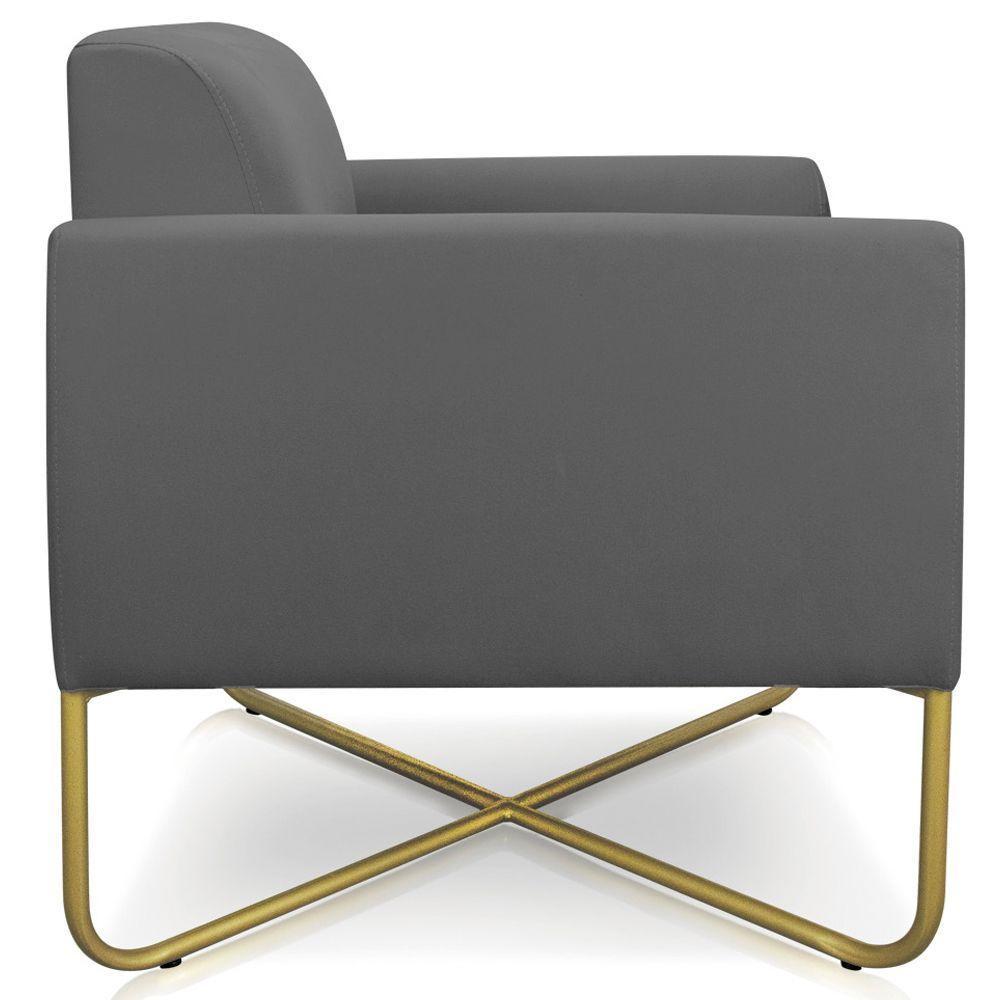 Kit 2 Poltronas Isabella Base X Suede Grafite dourado - 3