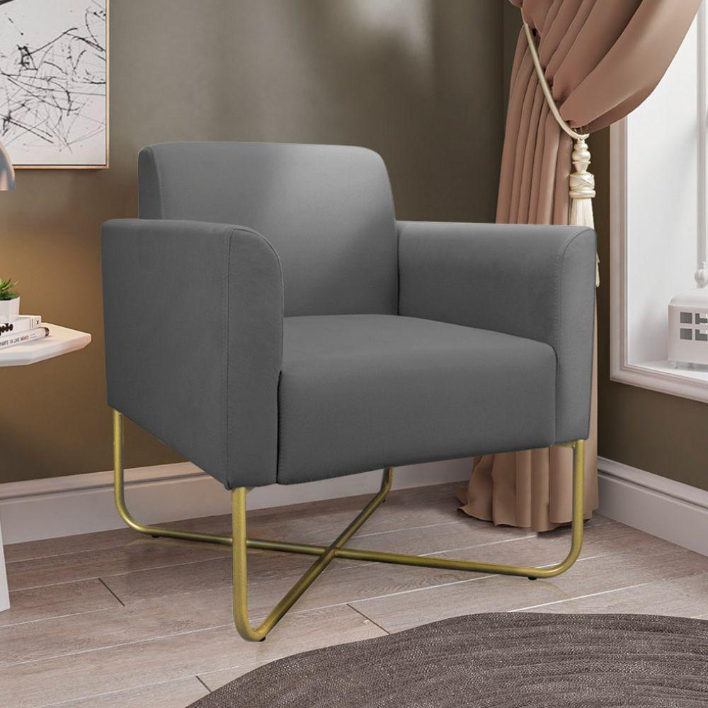 Kit 2 Poltronas Isabella Base X Suede Grafite dourado - 9