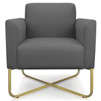 Kit 2 Poltronas Isabella Base X Suede Grafite dourado - 5