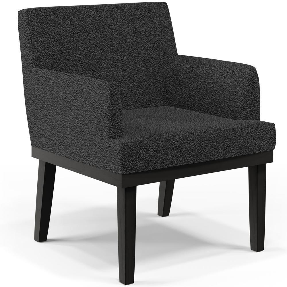 Kit 03 Poltronas Decorativas Sala De Estar Base Preto Beatriz W01 Bouclê Preto - 4