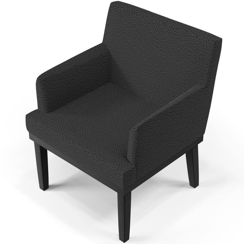 Kit 03 Poltronas Decorativas Sala De Estar Base Preto Beatriz W01 Bouclê Preto - 5