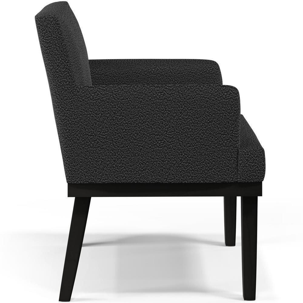 Kit 03 Poltronas Decorativas Sala De Estar Base Preto Beatriz W01 Bouclê Preto - 6